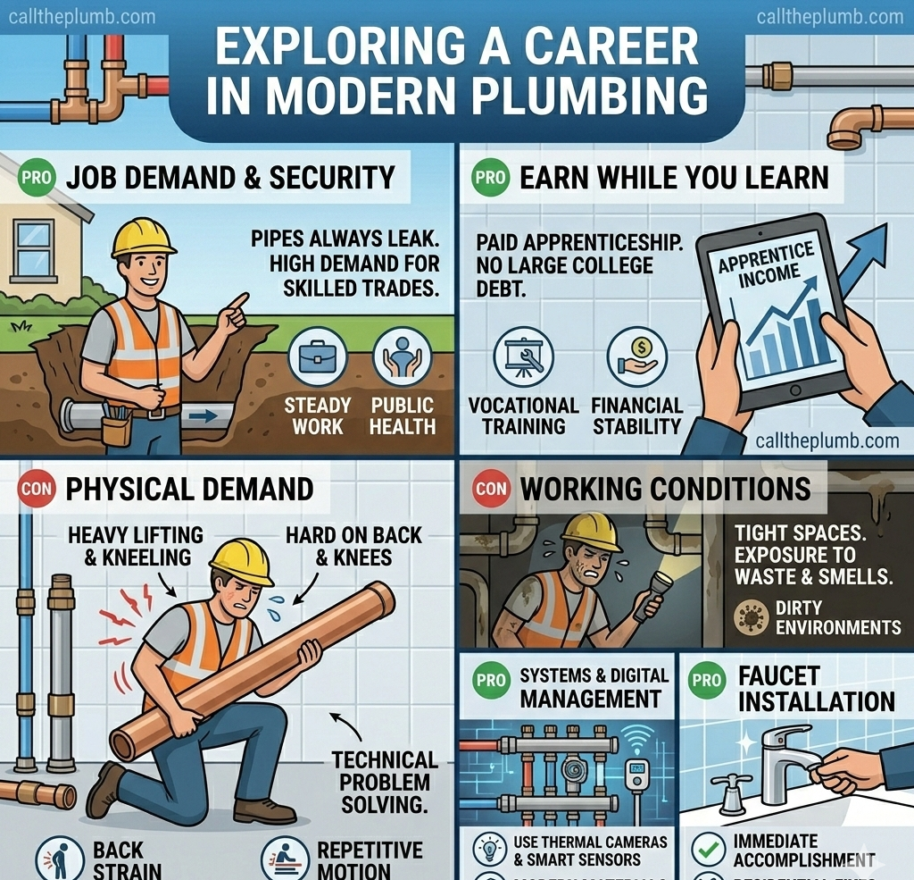 plumbing career pros cons